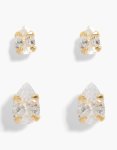 Goldair Gold Plated Sterling Silver Cubic Zirconia Pear Stud Earrings 2-PACK