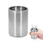 Eispap 1 Piece 304 Stainless Steel Fruit Fork Cocktail Pick Holder Jar Holder Kitchen Utensil Coffee Spoon Holder Cup - Silver-t