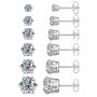 6 Pairs Cubic Zirconia Stud Earrings Set Surgical Steel Hypoallergenic 316L Stainless Steel Earrings For Women Men Contain 3 4 5 6 7 8MM