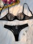 Floral Lace Lingerie Set Sheer Unlined Bra & Mesh Thong Women's Sexy Lingerie & Underwear