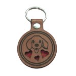 I Love My Dog" Leather Keyring With Hearts