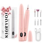 Kiaryuoll Cordless Electric Nail Drill Kit Portable Rechargeable Nail Drill Set Battery Electric Nail File 5 Speeds Modes LED Li