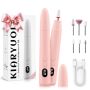 Kiaryuoll Cordless Electric Nail Drill Kit Portable Rechargeable Nail Drill Set Battery Electric Nail File 5 Speeds Modes LED Lighting Reversible