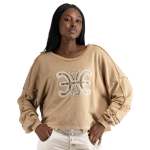 Flocked Diamante R edge Sweatshirt - Toast Free
