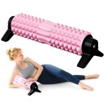 Runwe Foam Roller With Stand - Bracket Foam Roller For Back Pain 21 Inch Trigger Point Deep Tissue Massage Roller Medium Density