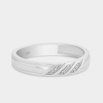 Sterling Silver Diamond Men&apos S Wedding Band