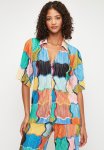 Loop Front Shirt Flutter Sleeve - Colourfulblocks