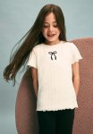 Cotton On Raya Rib Baby Tee - Dark Vanilla bow