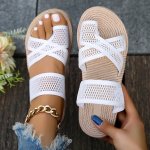 Women's Summer Fashion Slide Sandals - Comfortable Non-slip Casual Toe Loop Design With Breathable Fabric & Eva Sole