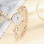 Elegant Women's Quartz Watch With Rhinestone Accents - Casual Round Analog Bracelet Zinc Alloy Band