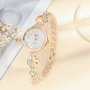 Elegant Women's Quartz Watch With Rhinestone Accents - Casual Round Analog Bracelet Zinc Alloy Band