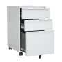 Steel 3 Drawer Swan Handle Mobile Pedestal Filing Cabinet Locker - Light Grey