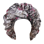 Double-layer Reversible Bow Hair Bonnet - Silver Leopard