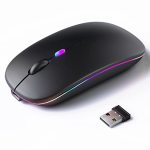 Kanmabpc Wireless Bluetooth Mouse Rechargeable Silent Dual Mode Bluetooth 5.2 & USB With LED Lights Portable For Laptop Desktop