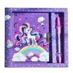Novelty Unicorn Notebook With Pen 19X18CM - Purple