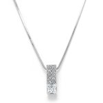 Silver Tone Rectangular Pendant With Clear Crystals