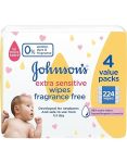 Johnsons Johnson's Baby Wipes Extra Sensitive 4 Value Pack 224 Wipes