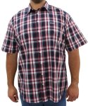 Mens Short Sleeve Check Shirt - 10XL Navy red