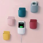 Easy-install Wall-mounted Phone Holder & Remote Control Organizer - No Drilling Required Portable Design For Bathroom Storage