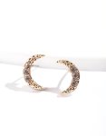 Goldair Gold Pave Diamante Crescent Moon Stud Earrings