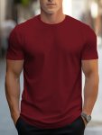 Casual And Chic Men's Solid Crew Neck And Short Sleeve T-Shirt Comfy Tops Suitable For Men's Summer Daily And Sports Wear