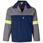 Site Premium Two-tone Poly Cotton Jacket -reflective Arms & Back - Khaki Large