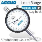 Dial Indicator 1MM 0.001MM Grad. Lug Back