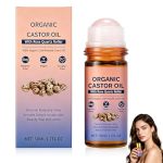 Zynomi Organic Castor Oil Roll On With Rose Quartz Roller Castor Oil Organic Cold Pressed For Face & Body Skin & Hair Moisturize