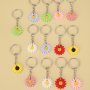 14PCS Flower Charm Keychain Key Ring Holder Pvc Soft Sun Flower Pendant Ornaments Mother's Day Gift