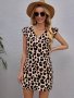 Leopard Print V-neck Dress Sexy Flutter Sleeve Dress For Spring & Summer Women's Clothing