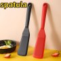 Silicone Crepe & Omelette Turner - Long Thin Spatula For Perfect Pancakes & Egg Rolls Non-electric Cookware Tool Red/black