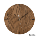 Mika Wall Clock In Oak - 250MM Dia Black Sleek White Second Hand