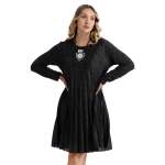 Diamante Stud Pleated Dress - Charcoal L xl