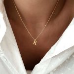 Random Number Of Beads Elegant And Charming 1PC Golden Initial Pendant Necklace 26 English Letters Perfect Gift For Loved Ones A