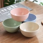 4PCS Pink And White Rice Bowl Set - Sandproof Anti-fall Durable Plastic Material Perfect For Dining Outdoor Restaurant Use - Eas