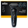 Braun Series 5 Men's Electric Shaver With 50 Minutes Battery Life Wireless Wet And Dry Shaver For Men Waterproof Made In Germany 52-B1000S Blue