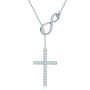 Moissanite Diamond 925 Sterling Silver Whiteplated Infinity Cross Necklace