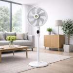 Solent Dc Pedestal Fan Black Or White Remote Control Stand Fan - White