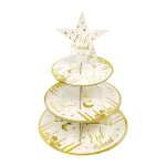 Eid Mubarak Round Cupcake Stand White & Gold 42X30X24CM