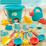 18PCS Set Seaside Play Pine Stone Green Beach Toys Digging Sand Playing Water Winter Shovel Snow Tool Trolley Beach Bucket Hourg