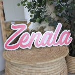 A Wooden Name Cut Out Board Personalized Bright Pink