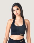 Ribbed Statement Racer Back Bra - Black - Small