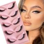 5 Pairs Eyelashes Eye Tail Extension Cat Eye Fox Eye Curling False Eyelashes Eye Makeup Suitable For Stage Party Festival Use