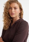 Cropped Zip-through Hoodie - Dark Brown