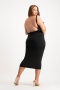 Ashely Draped Backless Midi Dress - Black - XL