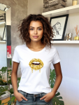 Golden Lips Fitted Tee - White - Xlarge