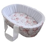 Newborn Carry Cot Pink And Grey Floral Portable Baby Bassinet