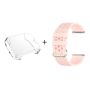 Screen Protector + Silicone Strap For Fitbit Versa-pink- S/m