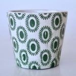 Green & White Blob Design Planter – 14X16CM