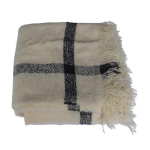 Textured Alpaca Throw In White With A Grey Band